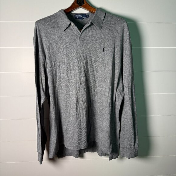 Polo Ralph Lauren Long Sleeve Shirt Gray XL 100% Cotton - Picture 1 of 8
